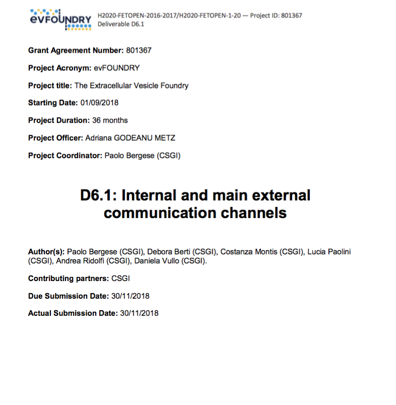 Deliverable D6.1: Internal and main external communication channels